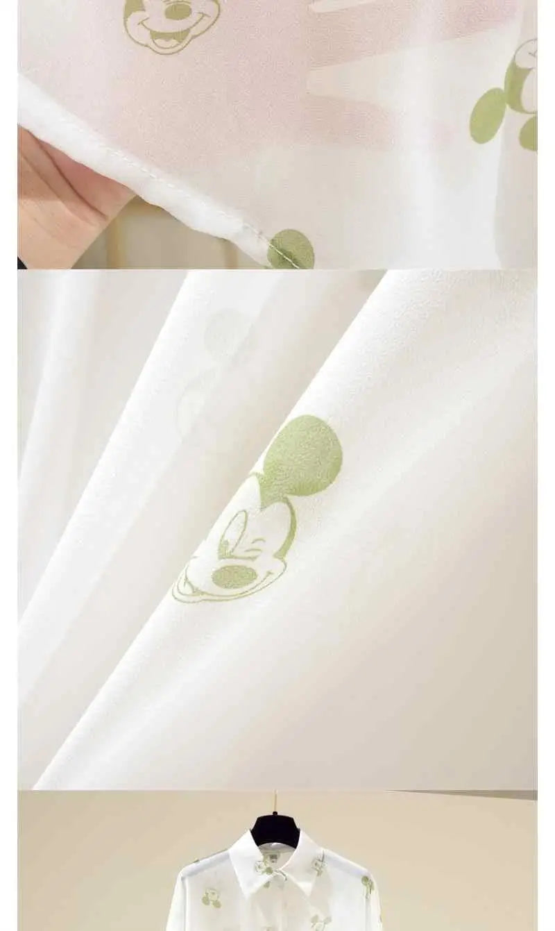 Mickey Mouse Blouse Ladies Long Sleeve Women Shirt Beach Shirts Kawaii Cartoon Summer Disney Clothes Cover-Up Top Casual