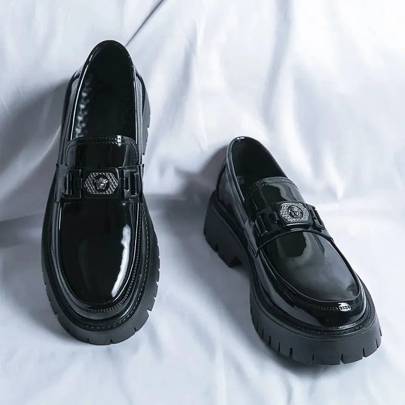 Dress Shoes Men Black PU Thick Sole Wear-resistant Casual Business Loafers European Social Shoes Size 38-45 Men Shoes
