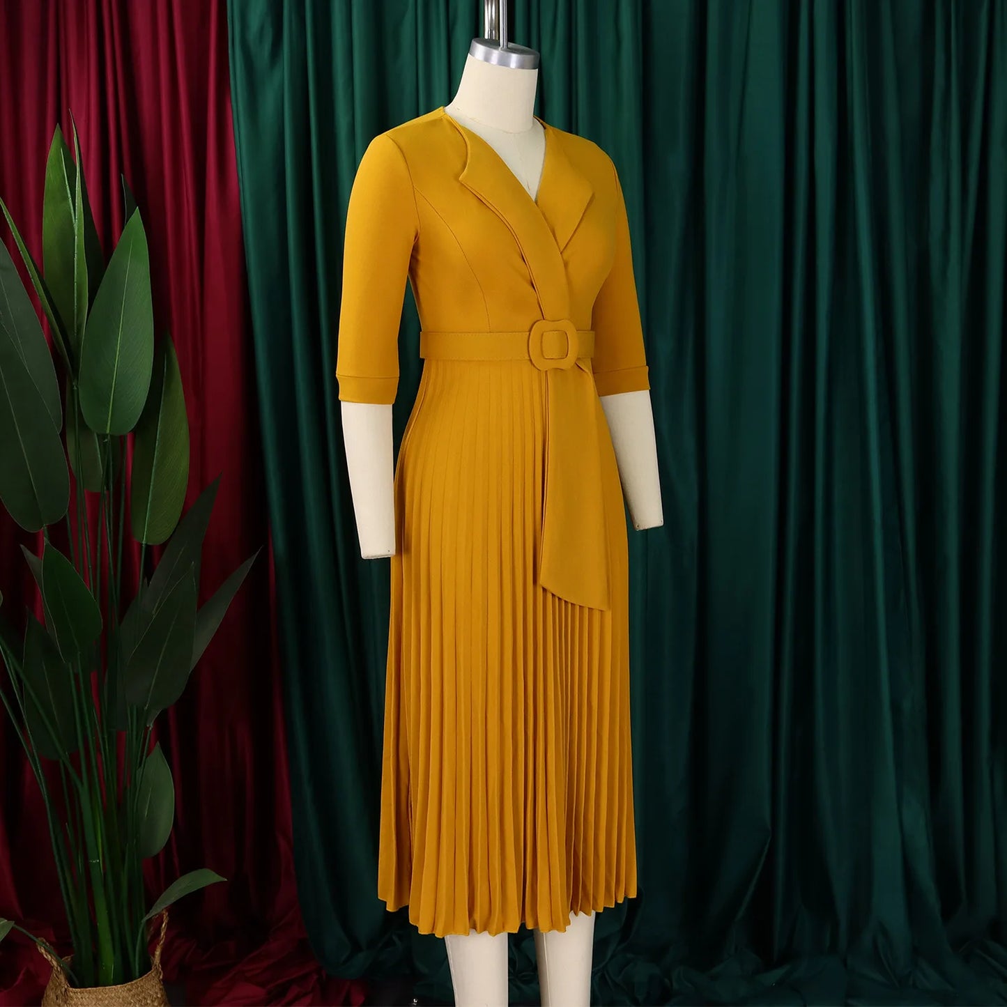 Pleated Dress Women Sexy Dresses White Round Neck Slim Sheath Work High Waist Hip Wrap Elegant Bodycon Mid Length Vestidos