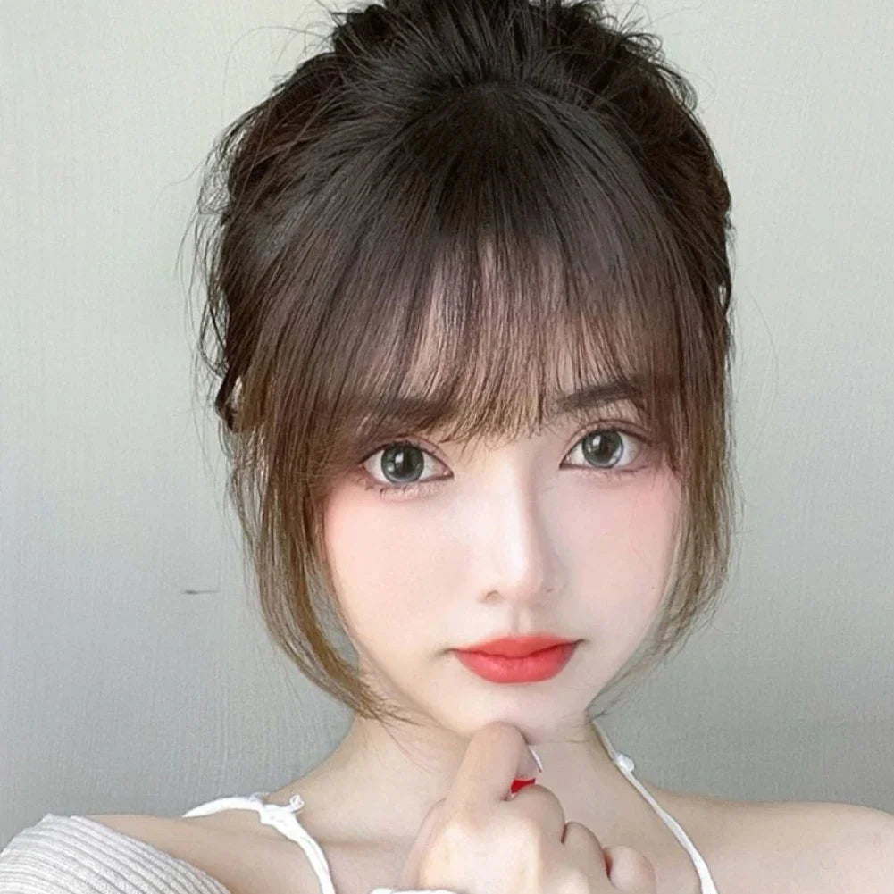 Fake Air Bangs Hair Clip-In Extension Synthetic Hair Fake Fringe Natural False Hairpiece Women Clip in Bangs Hair Styling Tools
