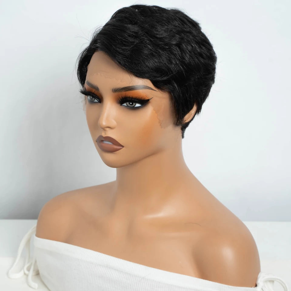 Lekker Wear to go Short Pixie Cut 13X6x1 Part Lace Front Human Hair Wigs For Women Glueless Brazilian Remy Hair Colored Bob Wigs
