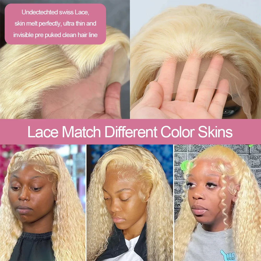 Deep Wave 13x6 HD Lace Frontal Human Hair Wig 30 40 Inch Curly 613 Honey Blonde Water Wave 13x4 Lace Front Wigs For Women 250%
