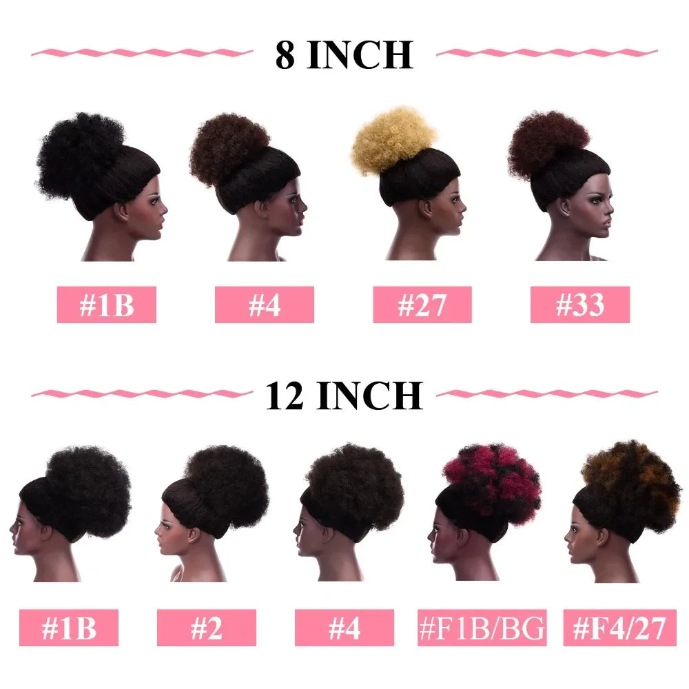 Afro Puff Drawstring Ponytail for Black Women Short Kinky Curly Afro Ponytail Synthetic Hair Puffs Afro Bun Ponytail